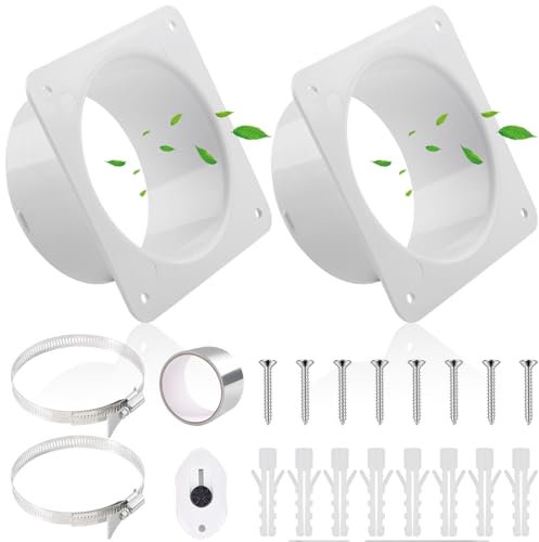 2STK Rohrverbinder Flansch 100mm/4 inch Lüftungskanalverbinder Flansch aus ABS Kunststoff mit Edelstahl Schlauchschellen Alu-Folienband gerade Rohrflansch für Heizung Kühlung Lüftungssystem