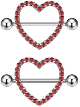 IMINI Piercing de téton en forme de cœur en cristal de 14 g – Bijou de corps hypoallergénique en oxyde de zirconium pour femme, anneau de téton
