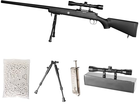Fucile Sniper Softair M52 Bolt Action a Molla - Kit Professionale con Ottica Regolabile, Bipiede Metallico, 1000 Pallini 6mm e Spingi Pallino - Fucile Aria Compressa Completo potenza 0,9 joule