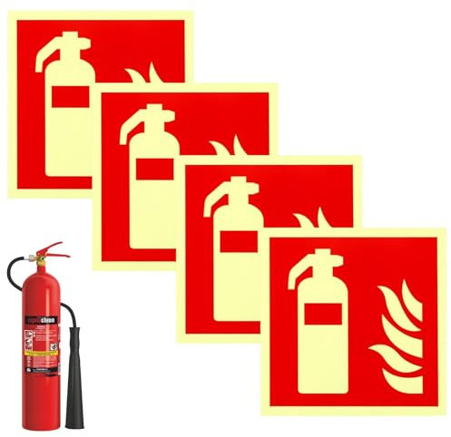 4 Pièces 15 X 15 Cm Extincteur Extincteur Maison Extincteur Voiture Panneau D'extincteur Panneau D'extincteur Extincteur Pvc Adhésif Puissant Panneau D'information De Haute Qualité Extincteur Panneau