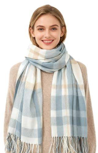 Augesak Bufanda Mujer Invierno, Cuadros Bufanda de Cachemira para Mujer, Estola Chal Invierno, Pañuelo Cuello, Regalos Navidad para Mujeres, Madres, Abuela-Milán