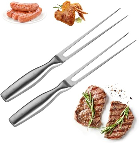 2 stycken köttgaffel rostfritt stål, bärbar köttgaffel med handtag, kött- och förglasgaffel av rostfritt stål, servering grillgaffel för grillning tranchering kök kalkon stekning middag