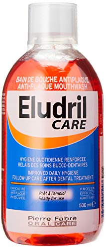 Eludril Bain de Bouche Antiplaque 500 ml - Antibactérien et apaisant - Sans menthe - Liquide - Adulte