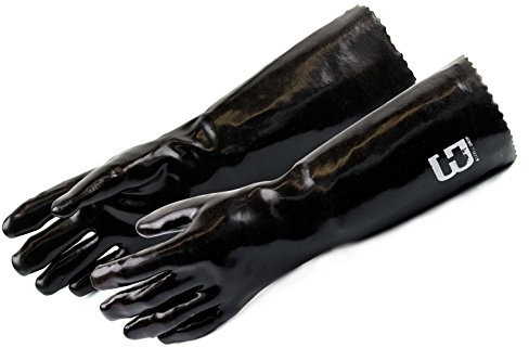 Better Grip BG18PVC 18 Chemical Resistant Gloves, Large, Black (3 Pair)