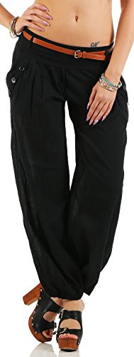 Malito Pantalon Bouffant INCL. Ceinture Pantalon de Loisirs Camaïeu 6017 Femme (M, Noir)