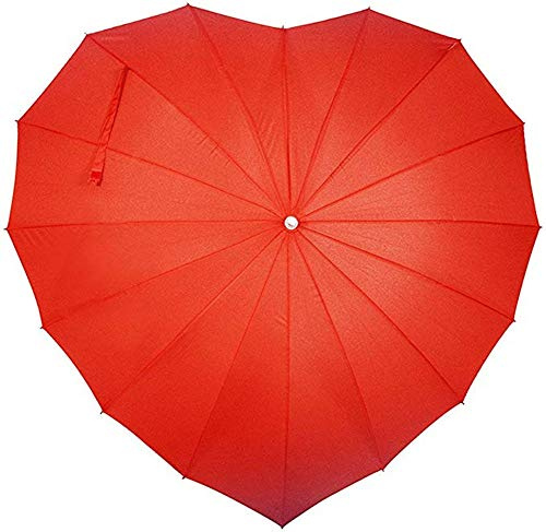 KXCFCYS Forever Love Parasol Red Heart Shaped Girls Umbrella for Valentine, Wedding, Engagement and Photo Props (Red)