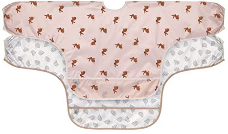 LÄSSIG Baby Langarmlätzchen Set 2 Stk. zum Binden Auffangschutz/Long Sleeve Bib Little Forest Rabbit
