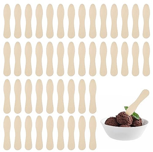 200pcs Wooden Ice Cream Scoopers, Ice Cream Sticks, Wooden Tasting Spoons, Mini Wooden Spoons, Biodegradable Tableware, Eco-Friendly, Suitable for Tasting Cake Desserts