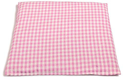 Cojín de semillas de colza, 19 x 19 cm, tejido orgánico rosa y blanco, pequeño, como cojín térmico y cojín frío