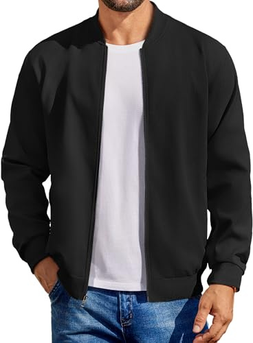 COOFANDY Blouson aviateur léger en coton pour homme, style universitaire décontracté