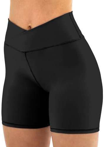 Friptspyg Kurze Sporthose Damen Sport Shorts V High Waist Gym Shorts Stretch Yoga Pants Laufend Hotpants, Schwarz S