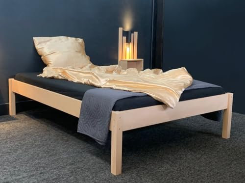 LIEGEWERK Holzbett Buche Bett 140x200cm Massivholzbett Bettgestell Seniorenbett Holz Natur (Höhe 55cm, 140x200)