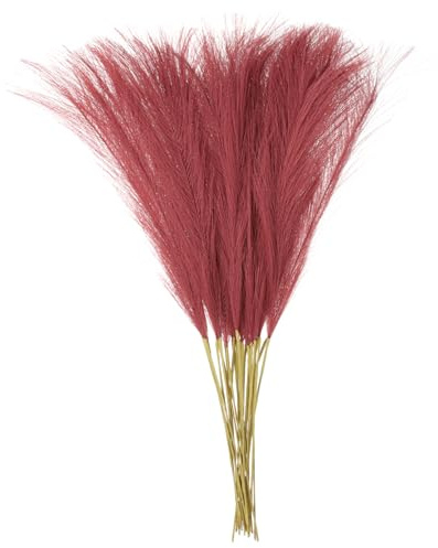 QUARKZMAN 16pz Erba di Pampa Finta 53cm Artificiale Finto Erba Pampa Decorativo per Riempitivo Vaso Pavimento, Decorazione Matrimonio, Decorazione Casa, Rosso Acero