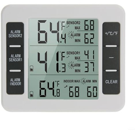 Sileduove Termómetro digital inalámbrico para congelador, para interior y exterior, para frigorífico, 1 – 2 sensores (1 sensor)
