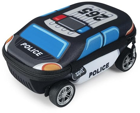 ZIPIT Federmäppchen mit Polizeiauto für Jungen | Großes Mäppchen für die Schule | Etui für Kinder | Federmappe Blau
