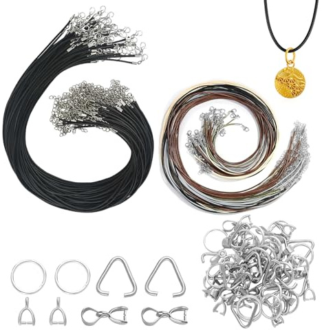 FULHANY Confezione da 60 Filo per Collane- Cordoncino Percollane- Cordino Collana - 50 Cm con Catena di Estensione,Adatto per Braccialetti Fai da Te, Realizzazione di Collane di Gioielli