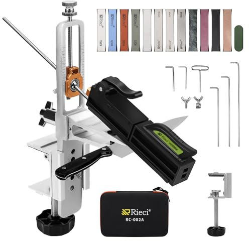 Messerschärfsystem, 360° Flip Drehung mit festem Winkel, Präzise Slider, Küchenchef-Messerschärfer Set mit 11 Schleifsteine