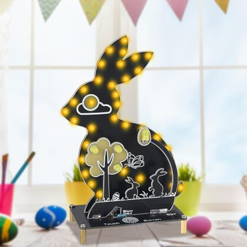 ICrduioo Kit de soudure - Lapin de Pâques - Lumière LED - Kit d'exercices de soudure - Kit électronique créatif - Pour apprentissage et apprentissage - Projet de soudure DIY - Lampes LED avec contrôle