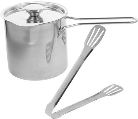 HOOTNEE 1ensemble Friteuse Mini Acier Avec Couvercle Et Clip Ustensile De Cuisine Pratique Pour Friture Domestique Petit Modèle Économique