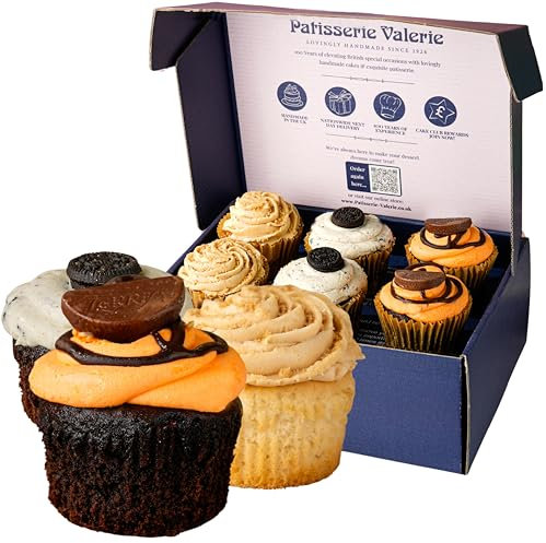 Patisserie Valerie Signature Cupcake Gift Box - Gourmet Trio: Oreo, Lotus Biscoff, Chocolate Orange Cupcakes - Delicious Indulgent Treat for Special Celebrations or Afternoon Tea Hamper