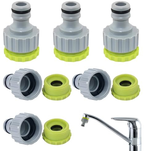 6 pezzi Adattatore per Rubinetto, Connessione per Tubo da Giardino 1/2 pollice 3/4 pollice, Set di Connessione per Tubo 2-in-1, Raccordo per Tubo da Giardino, Adatto per Raccordi di Tubi da Giardino
