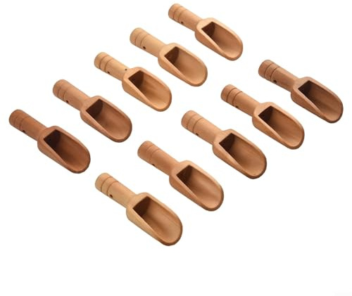Honseadek Cuchara pequeña de madera para café, cocina, azúcar, loto, utensilios de cocina, 10 piezas de madera salada