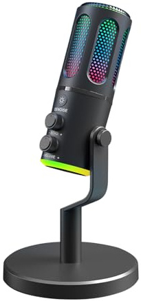 ERYUE Professional USB Condenser Microphone Gaming Mic for Live Streaming and Podcast Recording with RGB Lighting Effects for PC and Mobile Users
