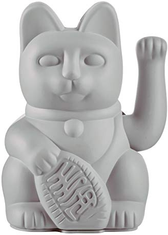 DONKEY Products - Lucky Cat Grey - graue Winkekatze | Japanische Glücksbringer Deko-Katze in stylischem matt-Farbton