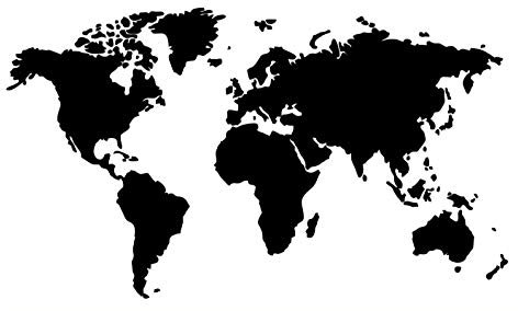 Adesivo con mappa del mondo generico, 210/1 (50 x 30 cm, nero lucido)