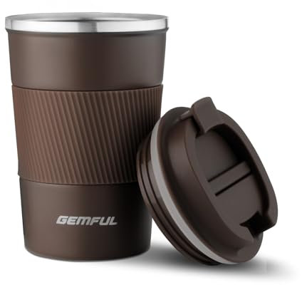 GEMFUL Vaso Termico Cafe para Llevar sin BPA Acero Inoxidable Taza de café y Té a Prueba de Fugas 380ml 510ml