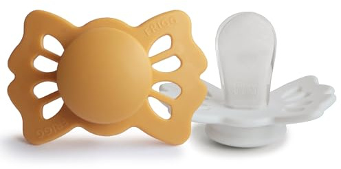 FRIGG Lucky Silikon Schnuller | Symmetrischer Schnuller 2er Pack | BPA-frei | Hergestellt in Dänemark | Honey Gold/Cream - Größe 1 (0-6 Monate)