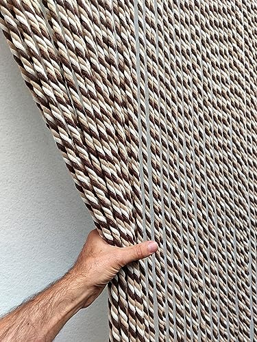 MadeinNature Tenda per Porta Naturale in Corda di Cotone Intrecciata di Alta Gamma, per Interni ed Esterni, Larghezza 90 cm x Lunghezza 200 cm, Diversi Modelli (Beige Marrone Avorio 54 Fili)
