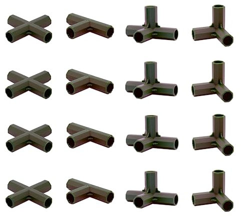 16 raccordi da 16 mm, 4 tipi, supporto stabile, resistente, per serra, colore nero, adatto per traliccio d'uva, protezione solare, capannone da giardinaggio