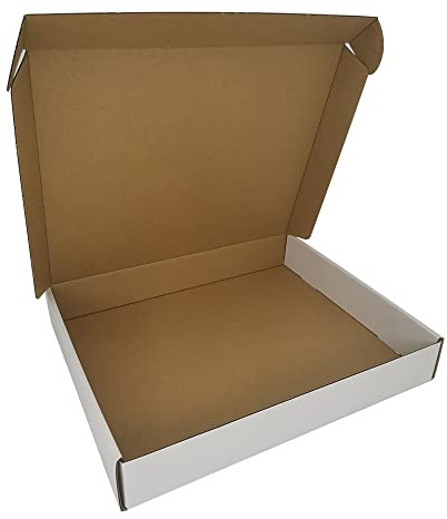 CH-BOX 50 Pack 33x28x5cm (13x11x2'') Small Corrugated Cardboard Postal Boxes White for Shipping Mailing Packaging Royal Mail Small Parcel