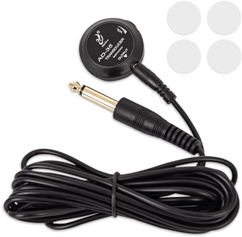 MUZTOP Pickup per chitarra con controllo del volume, pickup piezoelettrico, microfono a contatto, trasduttore, per chitarra acustica, violino, mandolino, ukulele, banjo, violoncello, Kalimba, arpa e
