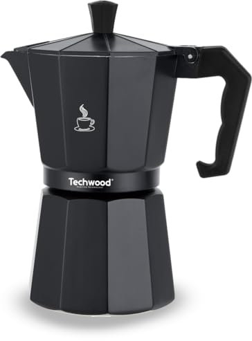 Techwood Cafetière Moka Traditionnelle en Aluminium - 6 Tasses - Compatible Tous Feux - Facile à Entretenir