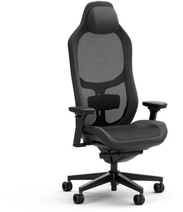 Fractal Design Refine Mesh Dark Gaming Chair - Ergonomic Office Desk Chair Functionality with 4D Adjustable Armrests, High-Back Support, Lumbar Cushion, and Breathable Mesh