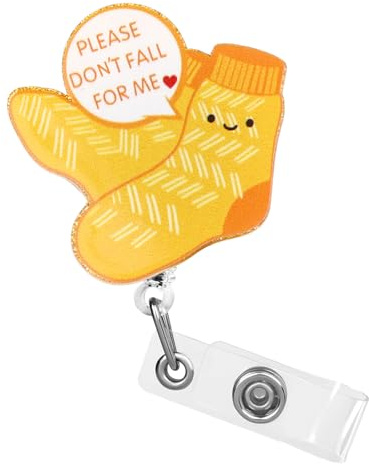 Dimeho Nurse Badge Reels Retractable Funny Name Tag Holder ID Card Alligator Clip Heavy Duty Swivel Keychain for Nursing Medical Student Doctor Assistant Teacher Clinic Pharmacy Office(Socks)