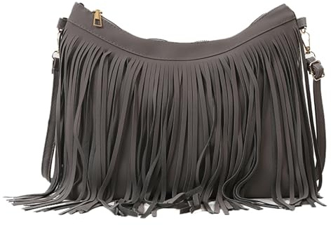 Borsa a Tracolla con Nappe, Tracolla Regolabile in Poliestere di Colore, Borsa con Frange da Donna, Versatile e Resistente, Pregiata Lavorazione Artigianale per le Donne per