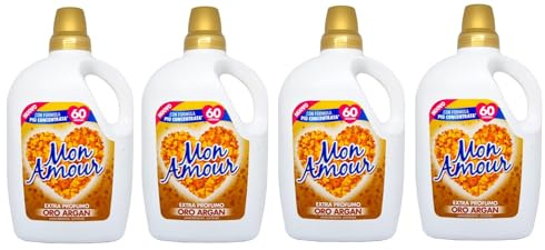 4 x Felce Azzurra Mon Amour sköljmedel guld argan – distinkt doft, mjuka kläder – 60 tvättar – 3 l