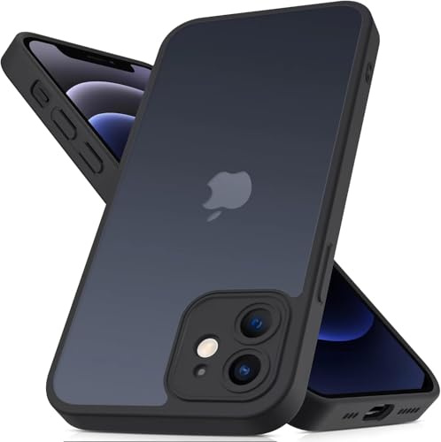 Mootobo iPhone 12 Case 6.1 inch, Military-Grade Protection 360° Full Body Frosted Translucent Back Phone Cover, Anti-Fingerprint Slim Shockproof Phone Case for iPhone 12 – Black