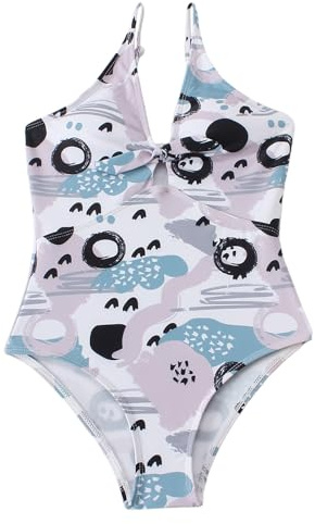 Xiaojiu Maillot De Bain Fille Maillot De Bain Slip Une Pièce À Manches Longues,Maillot Flottant Bikini Taille Haute Maillot De Bain Bustier des Maillot De Bain Culotte Maillot(Blanc,11-12 Ans)