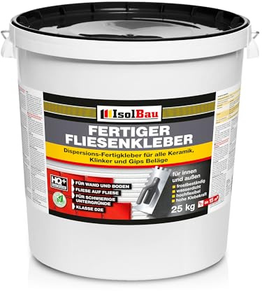 Isolbau Fertig-Fliesenkleber - 25 kg Eimer Dispersionskleber für Fliesen auf Wand & Boden im Innen- & Außenbereich