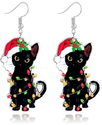 Boucles D'Oreilles de Noël Femme, Pendantes et Mignonnes, Bijoux Festifs, Idéal Comme Cadeaux de Fête (A)