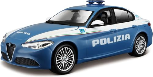 Bburago - Polizeiauto - Modellauto 1:24 (zufällige Auswahl), realistische Details, offizielle Lizenz der Polizei & Autohersteller, empfohlen ab 3 Jahren