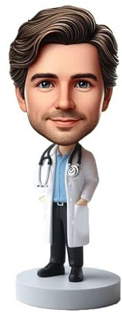 mydedor Individuelle Wackelkopf-Figur, individuelle Puppe, männlicher Arzt, benutzerdefinierter Wackelkopf, Wackelkopf-Figuren, handgefertigte personalisierte Skulptur, Geschenk für Mann