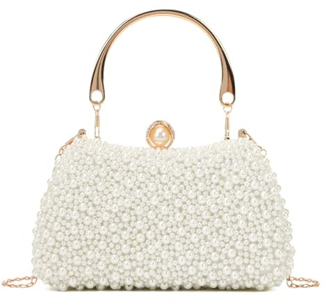 EVEOUT Perlen Clutch Handtaschen für Damen Elegante Perlen Hochzeitstaschen Abendtasche Brauttasche Umhängetasche für Party Abschlussball