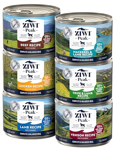 ZIWI Peak Wet Dog Food Variety Pack - Beef, Chicken, Lamb, Mackerel, Tripe, Venison, 6 Pack (6oz Each)
