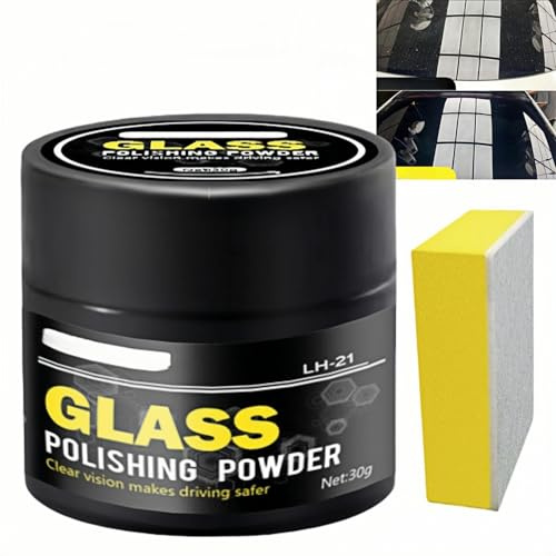 Glass Polishing Powder,Glass Scratch Remover,Po-wder Detergent Gl-ass,C-ar Window Screen Cl-eaner,Oil Film Cleaner,Car Gla/ss Cleaning Powder,Windscreen Scratch Repair,Car Window Screen Cleaner,30G