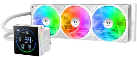 Thermaltake TH360-S V3 ARGB CPU Liquid Cooler; Intel/AMD; 1x360mm 500~2500rpm Single Frame ARGB Fan; 3.95 Segment Code LCD; Rotatable Pump Head; TT Segment LCD Software; Snow; CL-W472-PL12SW-A